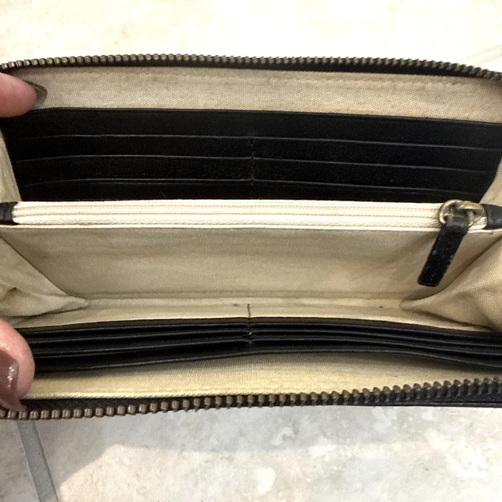 Fossil Black Zip-Around Leather Wallet